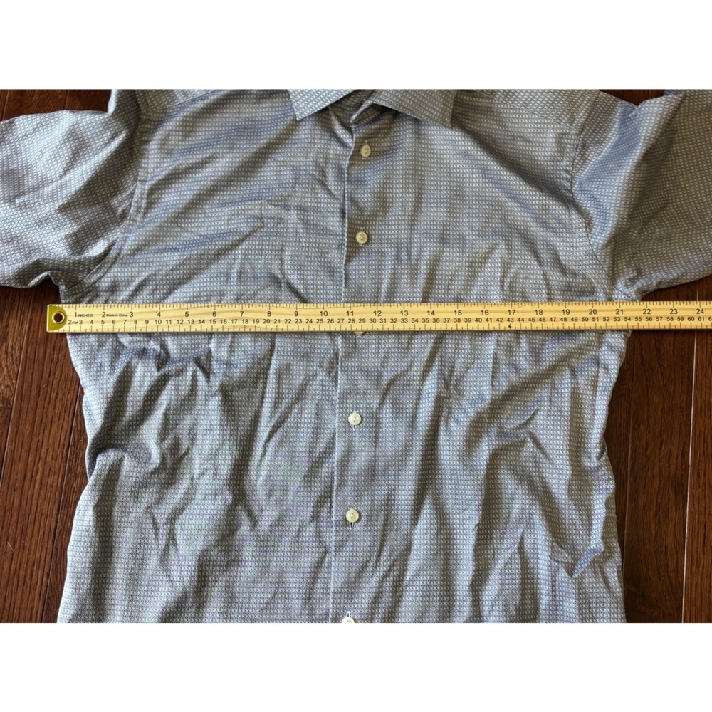 Eton Slim Fit Dress Shirt Mens 16.5 42 Gray Geometric Micro Pattern Cotton - Picture 6 of 9